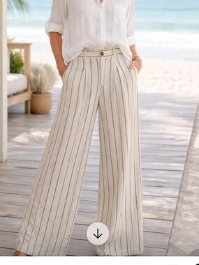 Joie 100% Linen Striped Wide Leg Pants size 6